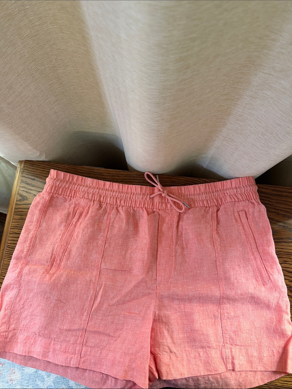 Athleta Coral Drawstring Waist Linen Shorts